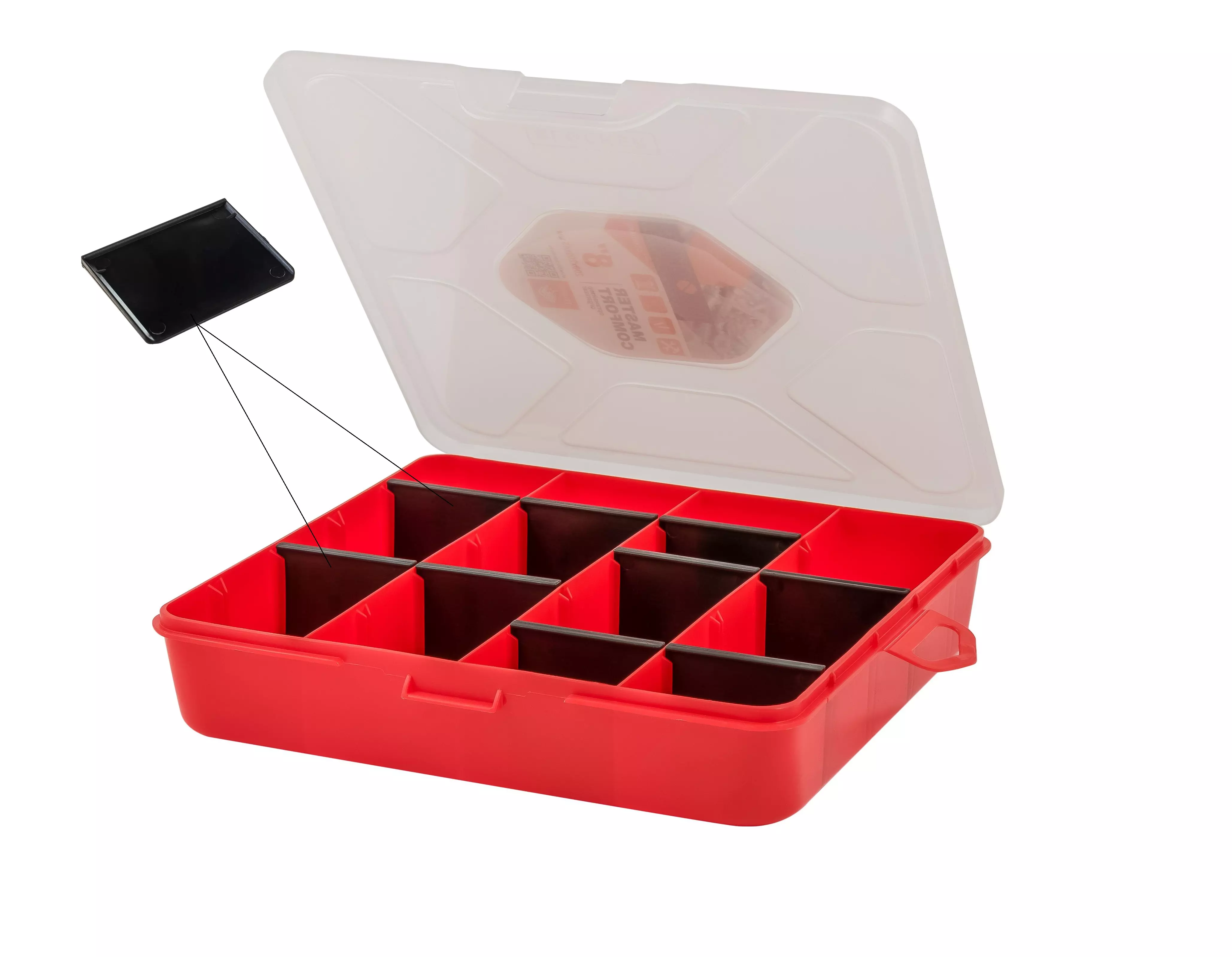 Органайзер для хранения мелочей 200х200х45 мм 20 ячеек съемные вставки PR Master-comfort 8&quot; красный