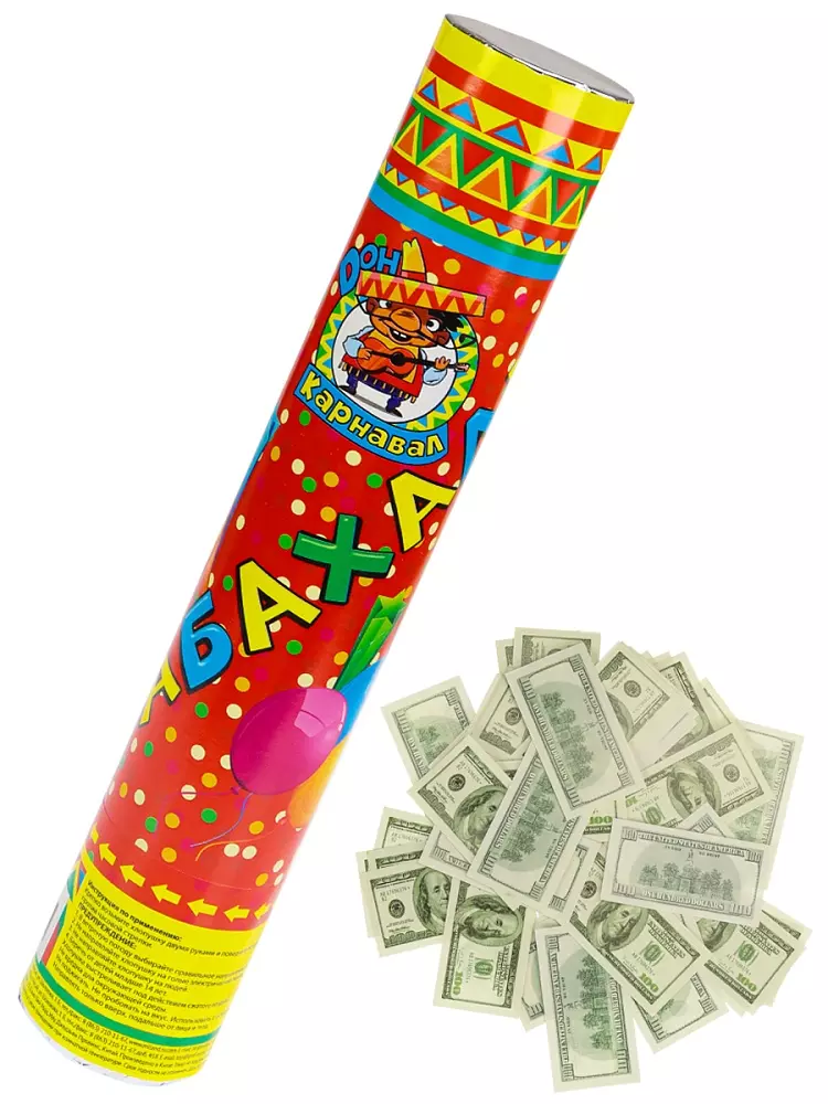 Хлопушка 30 см Бабахалка Доллары Х-4401
