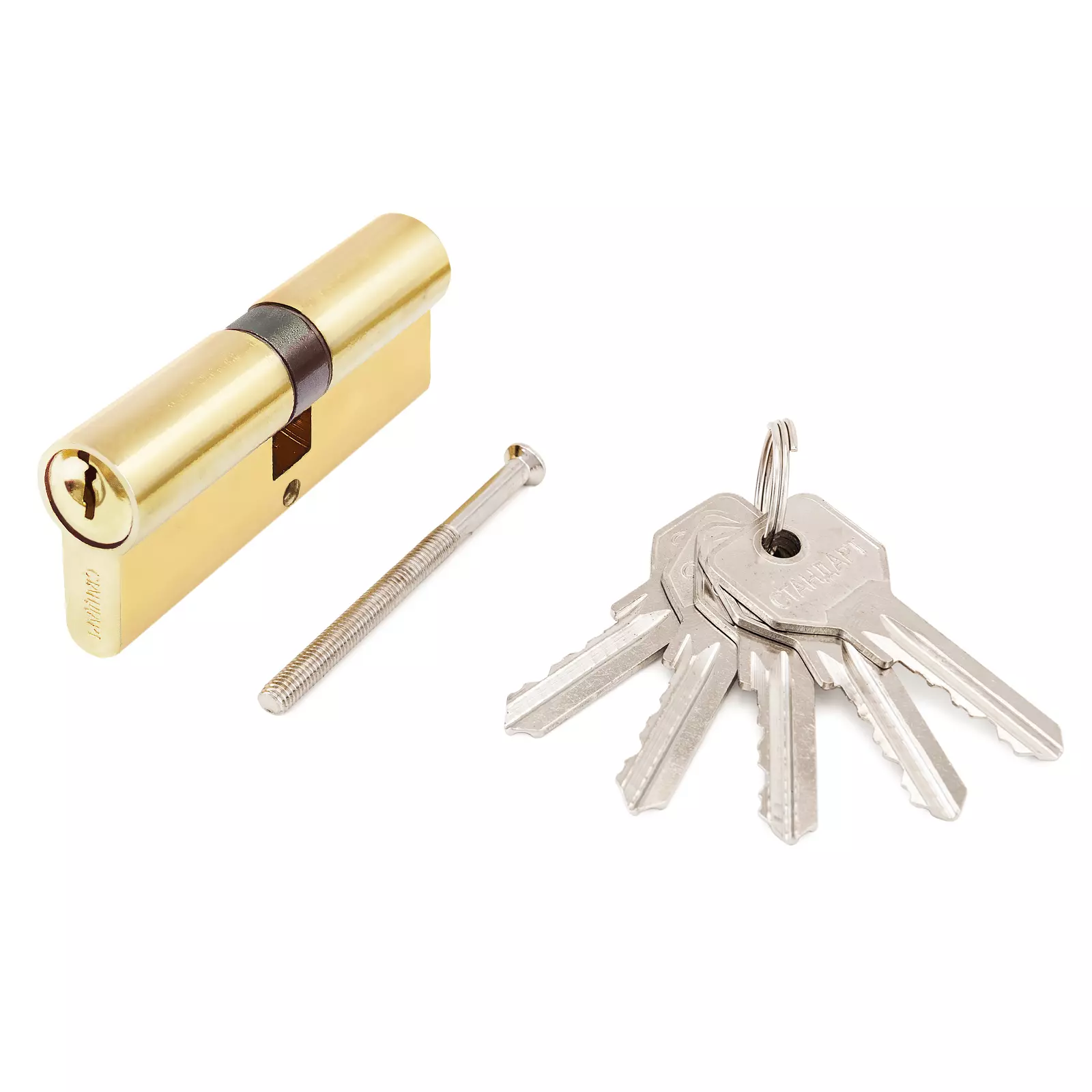Цилиндровый механизм Стандарт 80 мм (35Bx10x35) BP зол.латунь 5кл англ.ключ/ключ. .