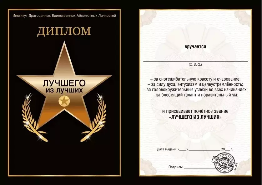 Диплом Лучшему из лучших 15.11.01919