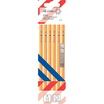 Простые карандаши 6 шт (2B-2H), диаметр грифеля 1,85 мм, Attomex 5030400