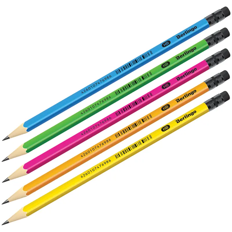 Простой карандаш Berlingo Triangle flash HB, трехгранный, c Ластиком, заточен. BP00810
