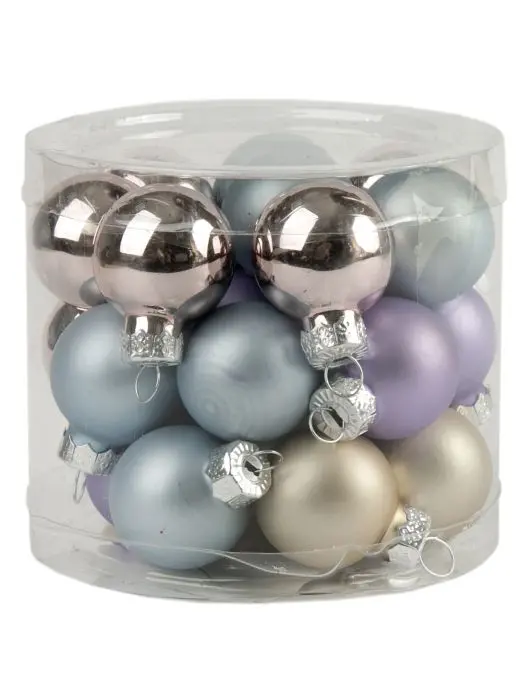 Новогодние шары Модные цвета (24 шт), стекло, 2,5*2,5*2,5 см, 89662