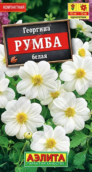 Семена цветов Георгина Румба белая. АЭЛИТА Ц/П 0,3 г
