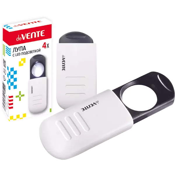 Лупа-слайдер "deVENTE" со светодиодной подсветкой, 4 раза, на 3-х батарейках типа LR44
