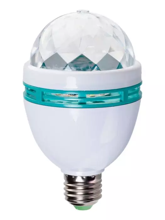 Светодиодная (led) диско-лампа.(6Вт, 220В, E27.) 8*8*14см 88031