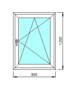 Окно ПВХ Облегченное, со створкой, 900х1200мм, 1 стекло, 4мм