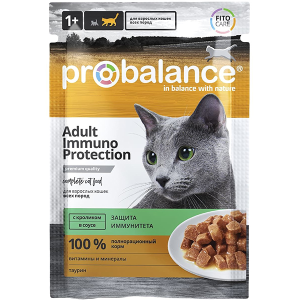 Влажный корм для кошек Probalance Immuno Protection кролик, 85 г