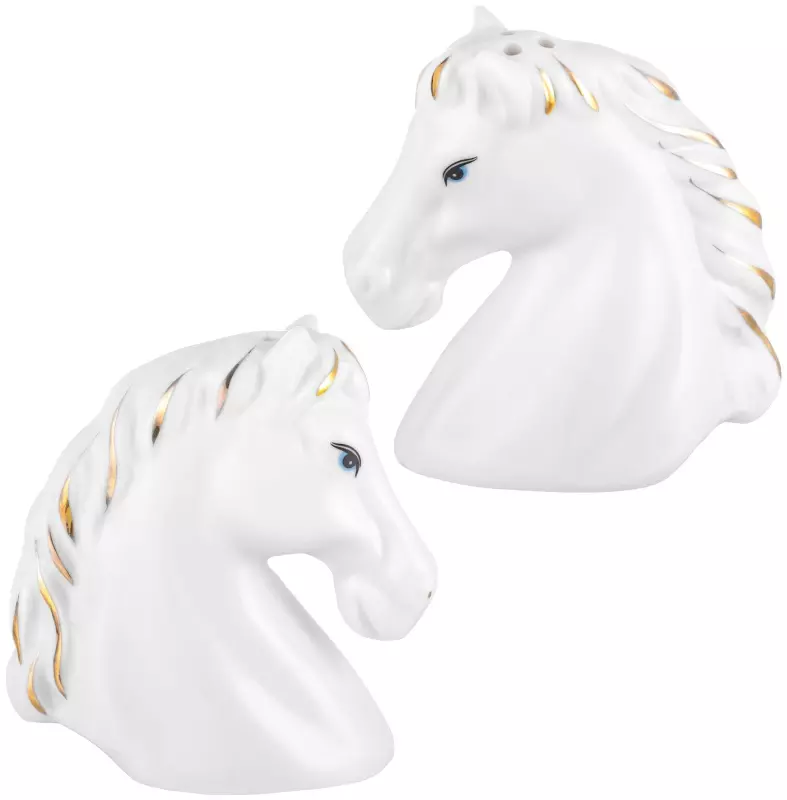Набор для специй 2 предмета 6х4х7 см &quot;Лошади&quot; белая с золотом, фарфор, 330959
