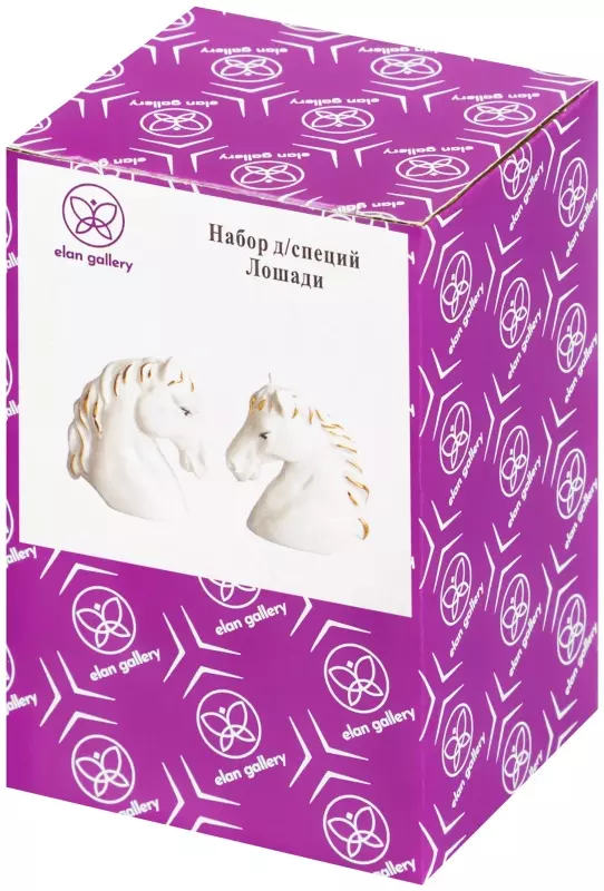 Набор для специй 2 предмета 6х4х7 см &quot;Лошади&quot; белая с золотом, фарфор, 330959