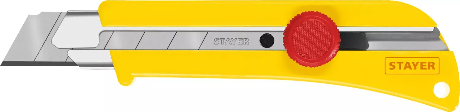 Нож STAYER с винтовым фиксатором SK-25, сегмент. лезвия 25 мм, усиленный корпус 09173_z01