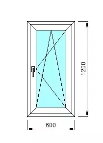 Окно ПВХ Дачное СТД-2, со створкой, 600х1200мм, 24мм
