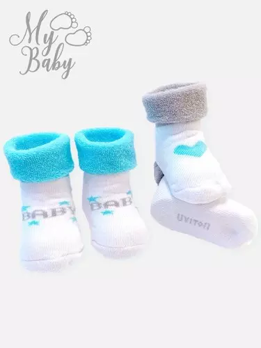 Детские носки (набор 2 шт) 0-6 мес махровые Baby, бирюзовый Uviton 0227/03