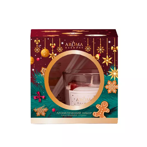 Новогодний подарочный набор Aroma Harmony Каштановый пуддинг (свеча + диффузор 30 мл)