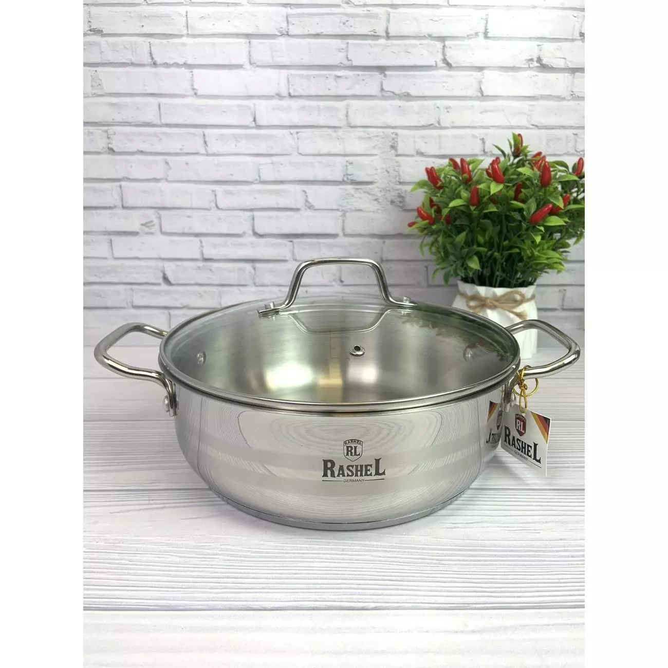 Жаровня 4,5 л (26 х 9 см). нержавеющая сталь, с крышкой, R-1/269