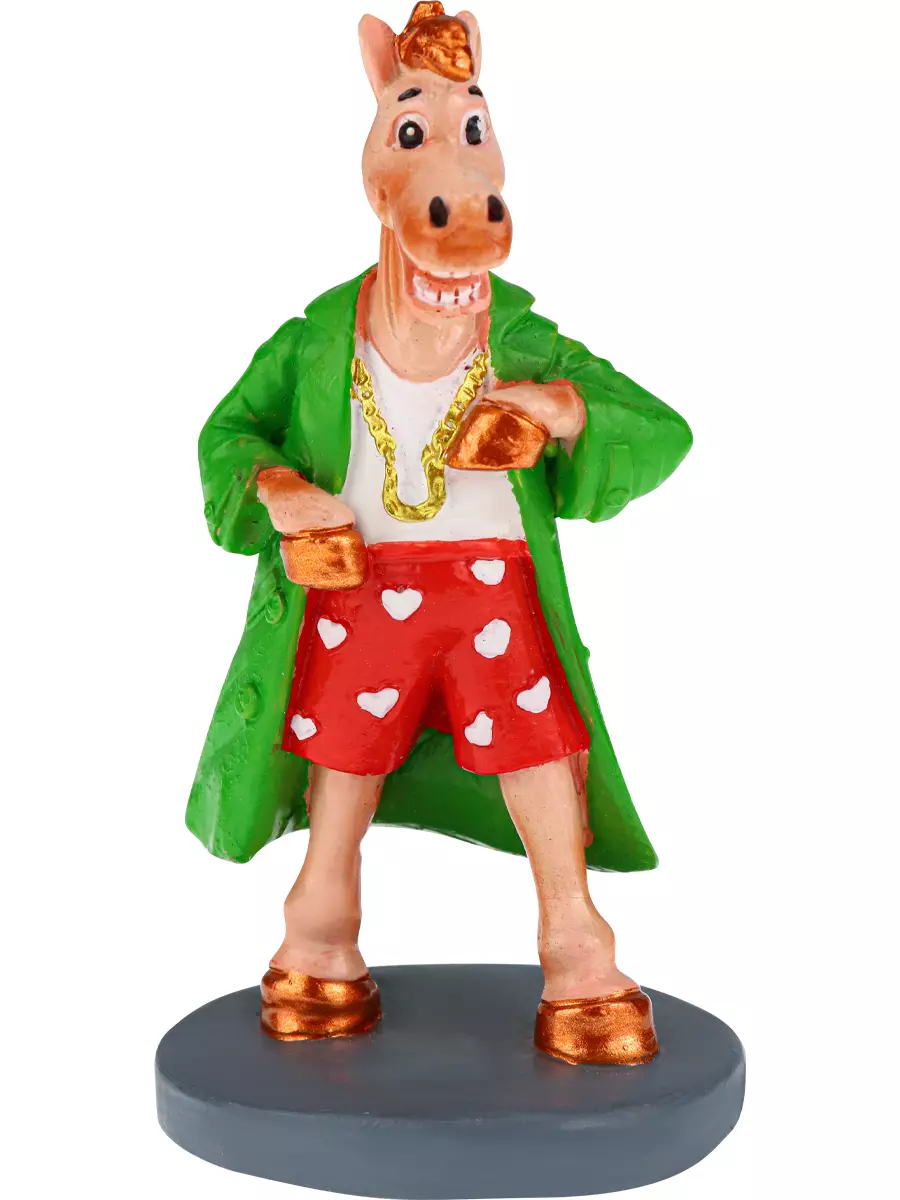 Новогодняя фигурка из полирезины Конь в пальто 8 см НУ-2222