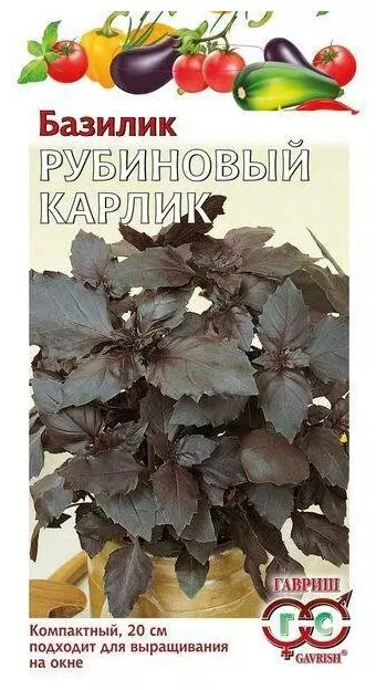 Семена Базилик Рубиновый карлик 0,1гр (Гавриш) цв