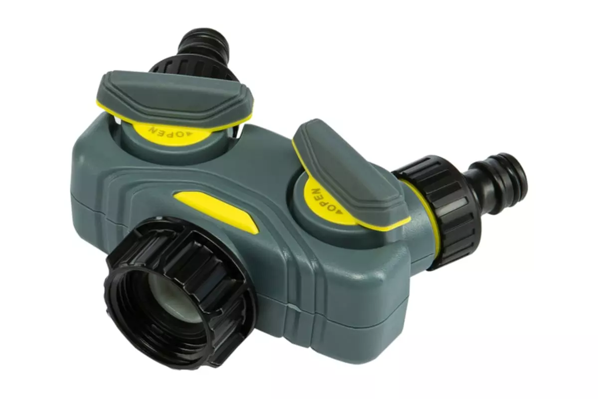 Разветвитель для шланга 2-х канальный 1/2"х3/4" регулируемый Профи "ЧЕТЫРЕ СЕЗОНА" 62-0223-F