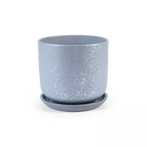 Керамический Горшок Цилиндр ПИТОН (серый) d-22 см 5,4л  с поддоном