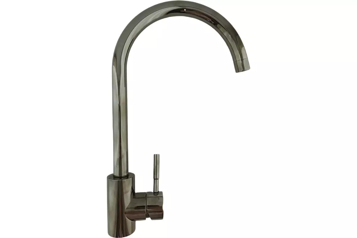 Смеситель для кухни, высокий излив, черный зеркальный, Oute T40313BZ, нерж. сталь