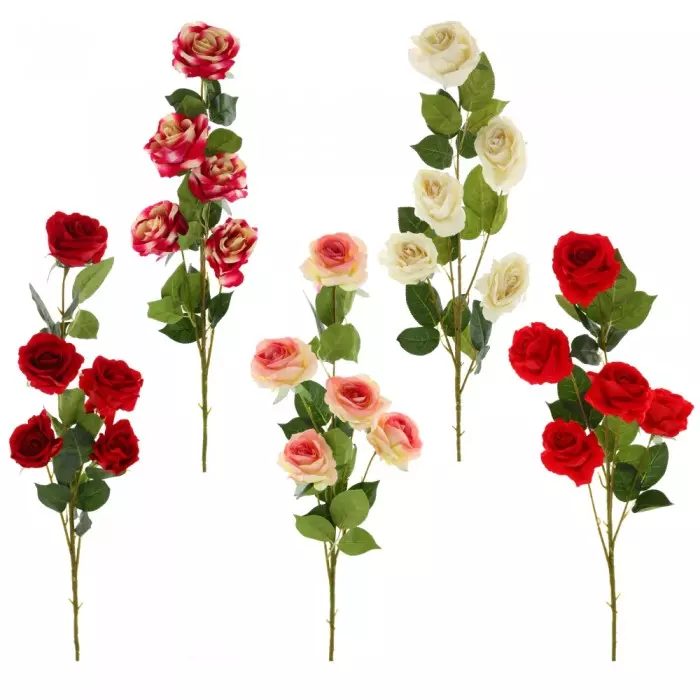 Цветок искусственный Роза, L15 W15 H115 см, 5в. 749314