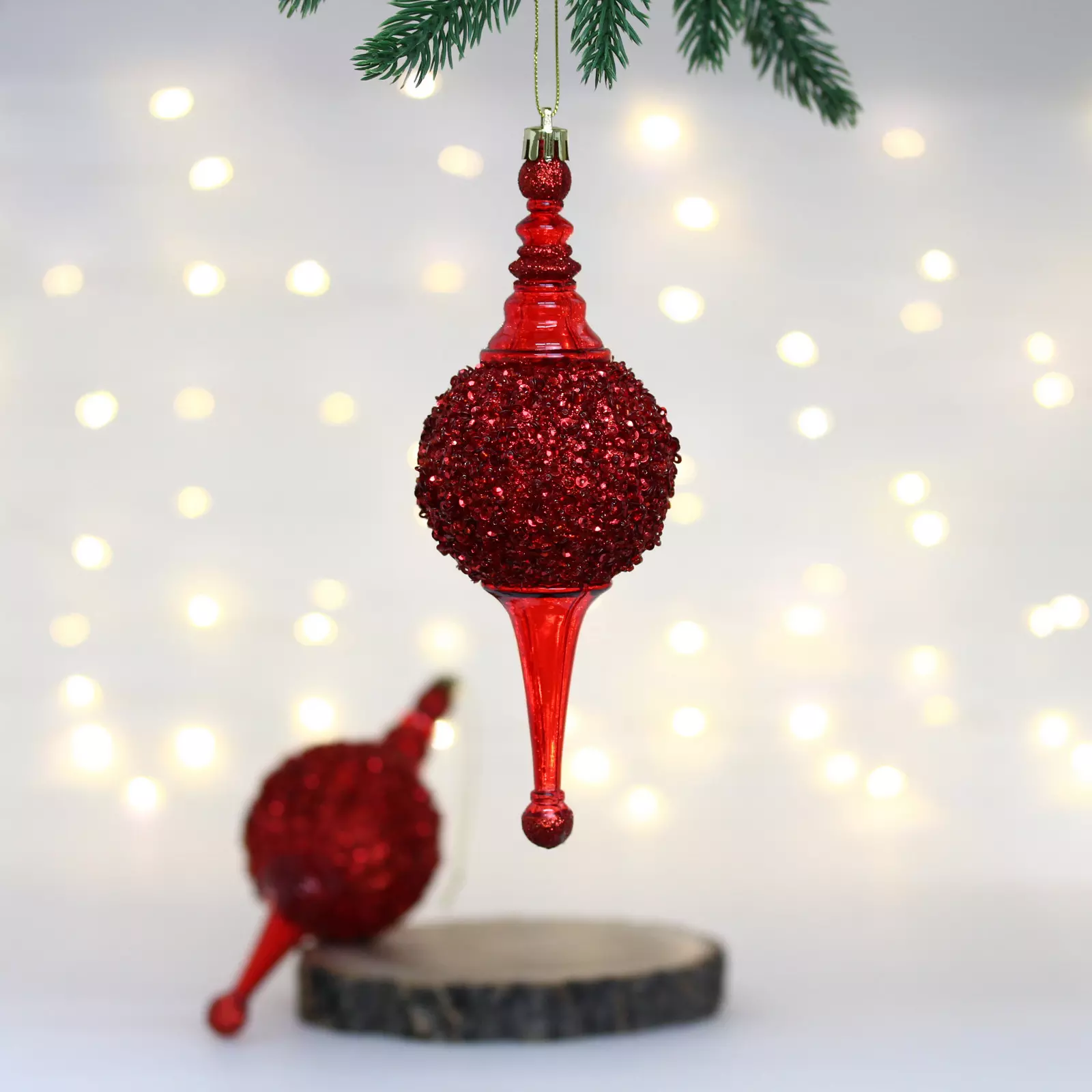 Елочные украшения Мерцание ночи 7х7х20 см (2 шт) красный 107-6137