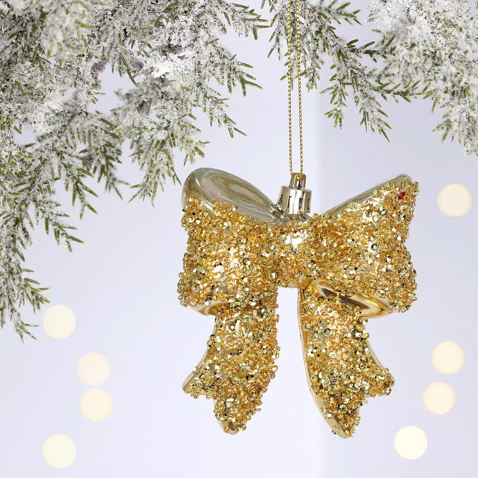 Елочная игрушка Бант 8,5х3х9 см шампань 201-4685