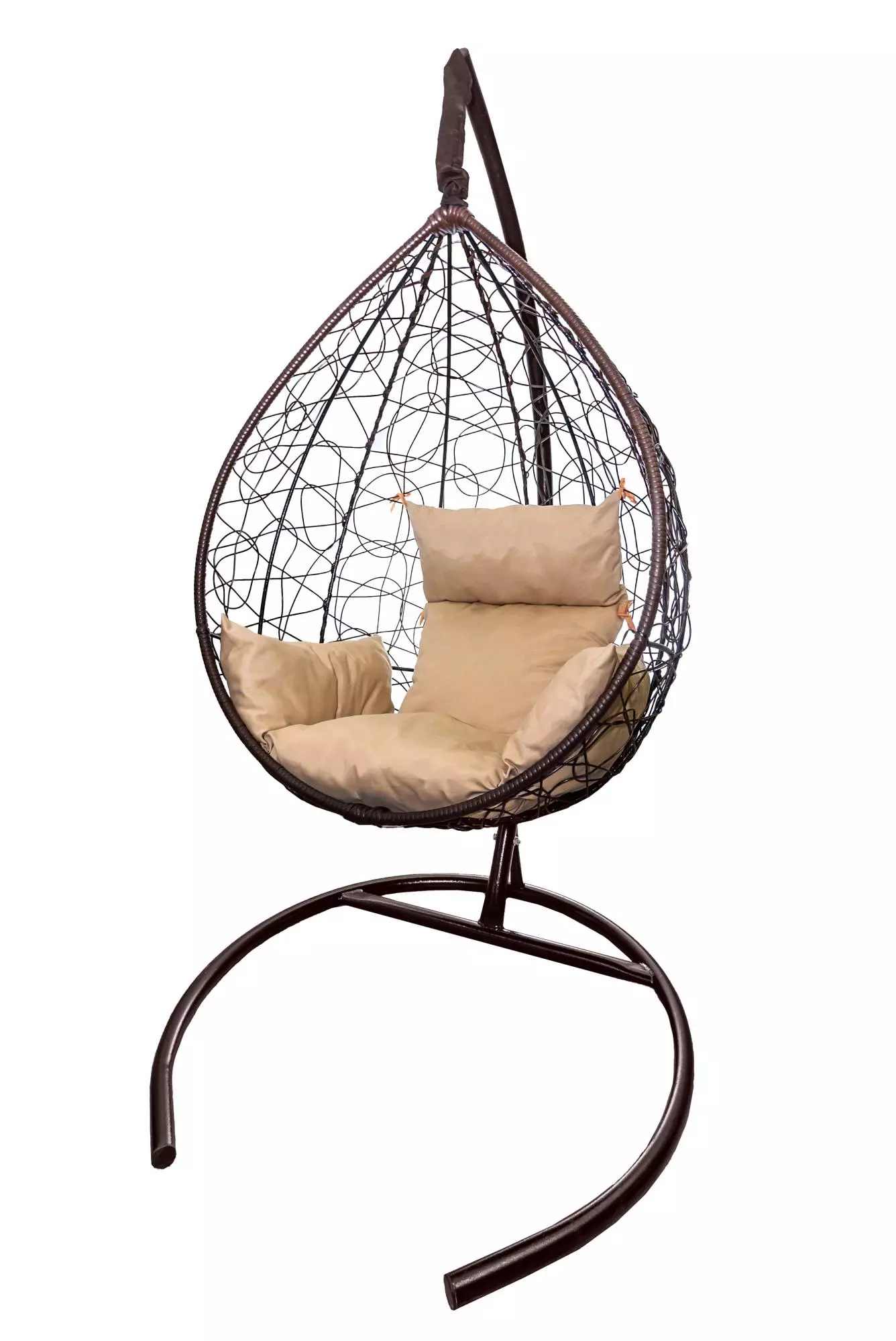 Кресло подвесное Сфера Лайт CN300-МТКОР, корзина коричневая, подушки бежевый Garden story 