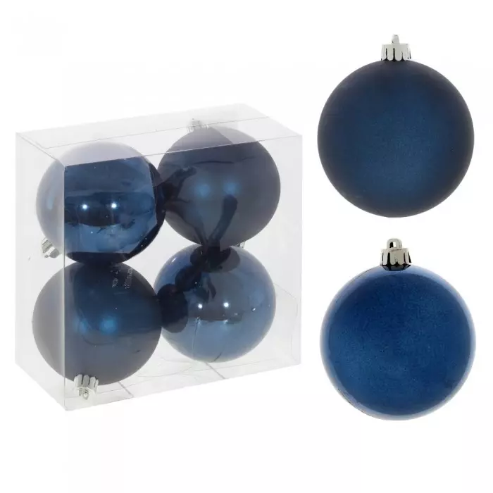 Новогодние шары темно-синие (4 шт), D 8 см, L16 W8 H16 см полимер 753661