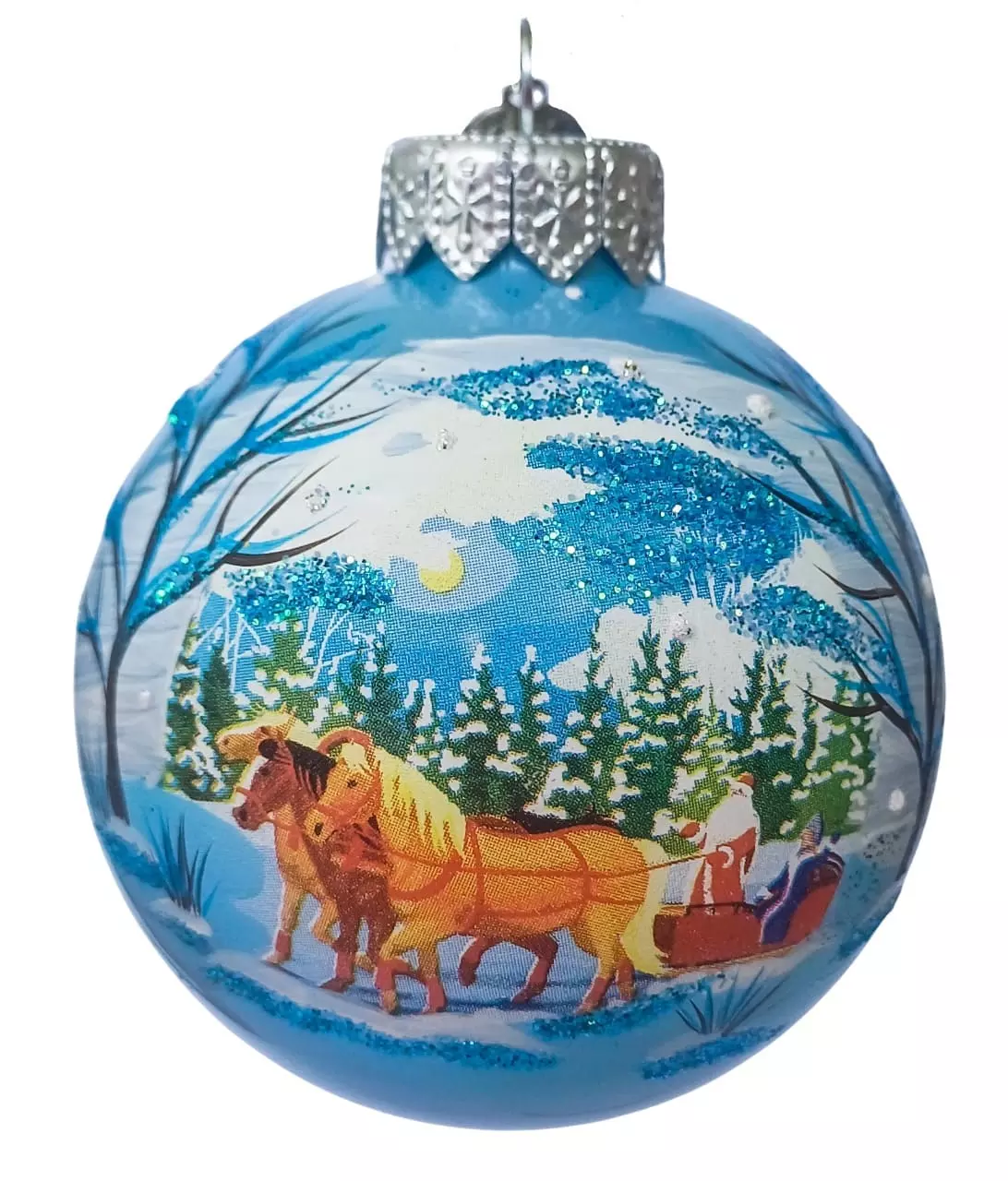 Елочный шар стекло Тройка быстрая 6,5 см Коломеев КУ-65-254044