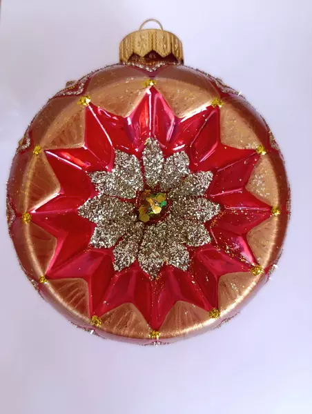 Елочный шар стекло Фонарик красный 10 см Коломеев КУ-100-244099