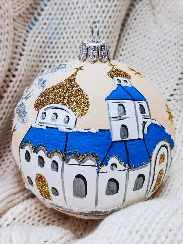 Елочный шар стекло Храм-7 8 см Коломеев КУ-80-224258