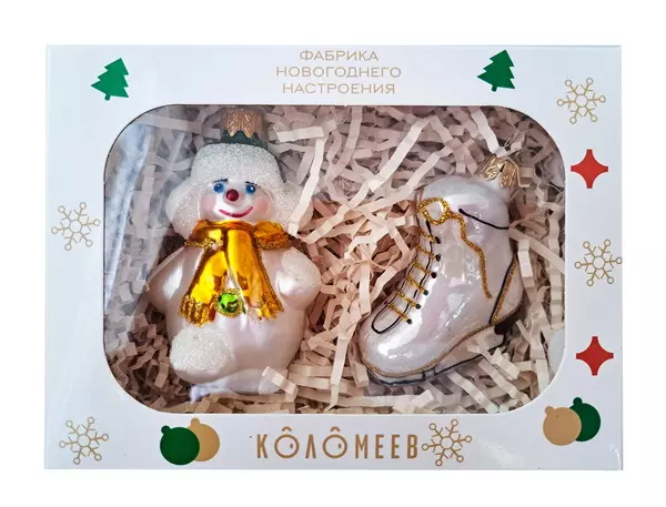 Елочные игрушки стекло (набор 2 штуки) Зимние забавы Коломеев НФ-2327