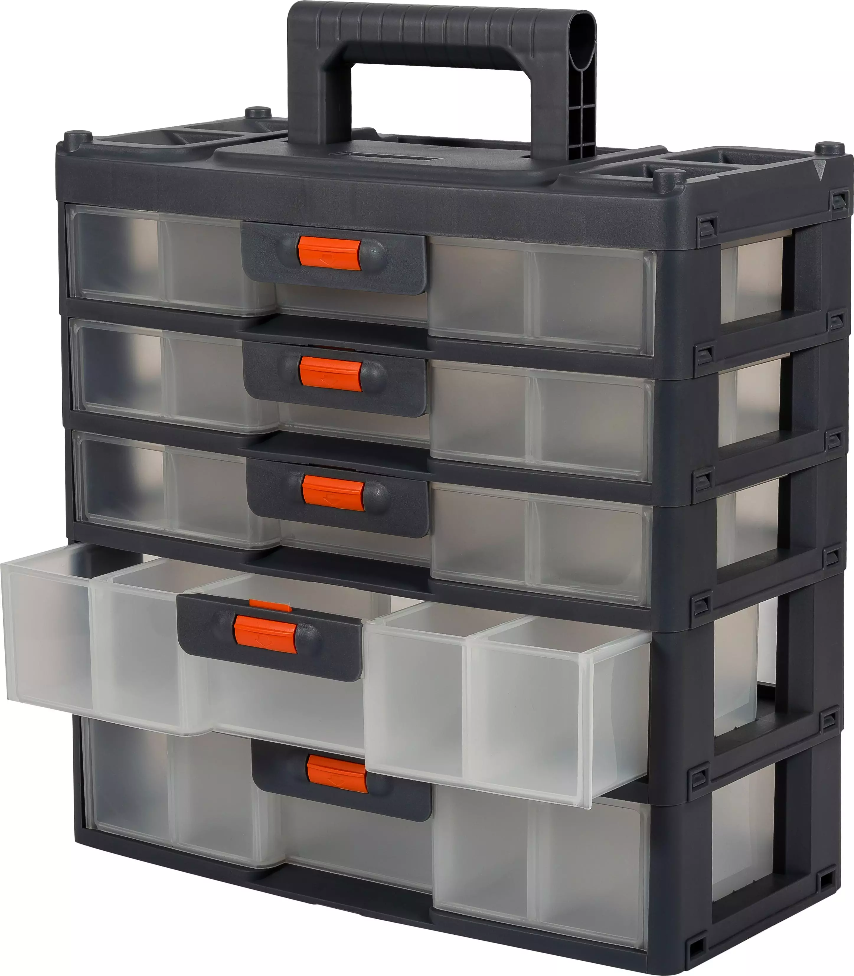 Органайзер для хранения мелочей 310х150х262 мм Сет,5 выдвижных секций PR Expert серый/оранжевый