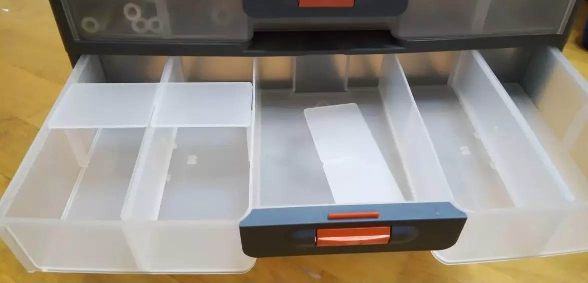 Органайзер для хранения мелочей 310х150х262 мм Сет,5 выдвижных секций PR Expert серый/оранжевый