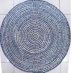 Коврик Эко джутовый с хлопком круг(15264) синий 80х80