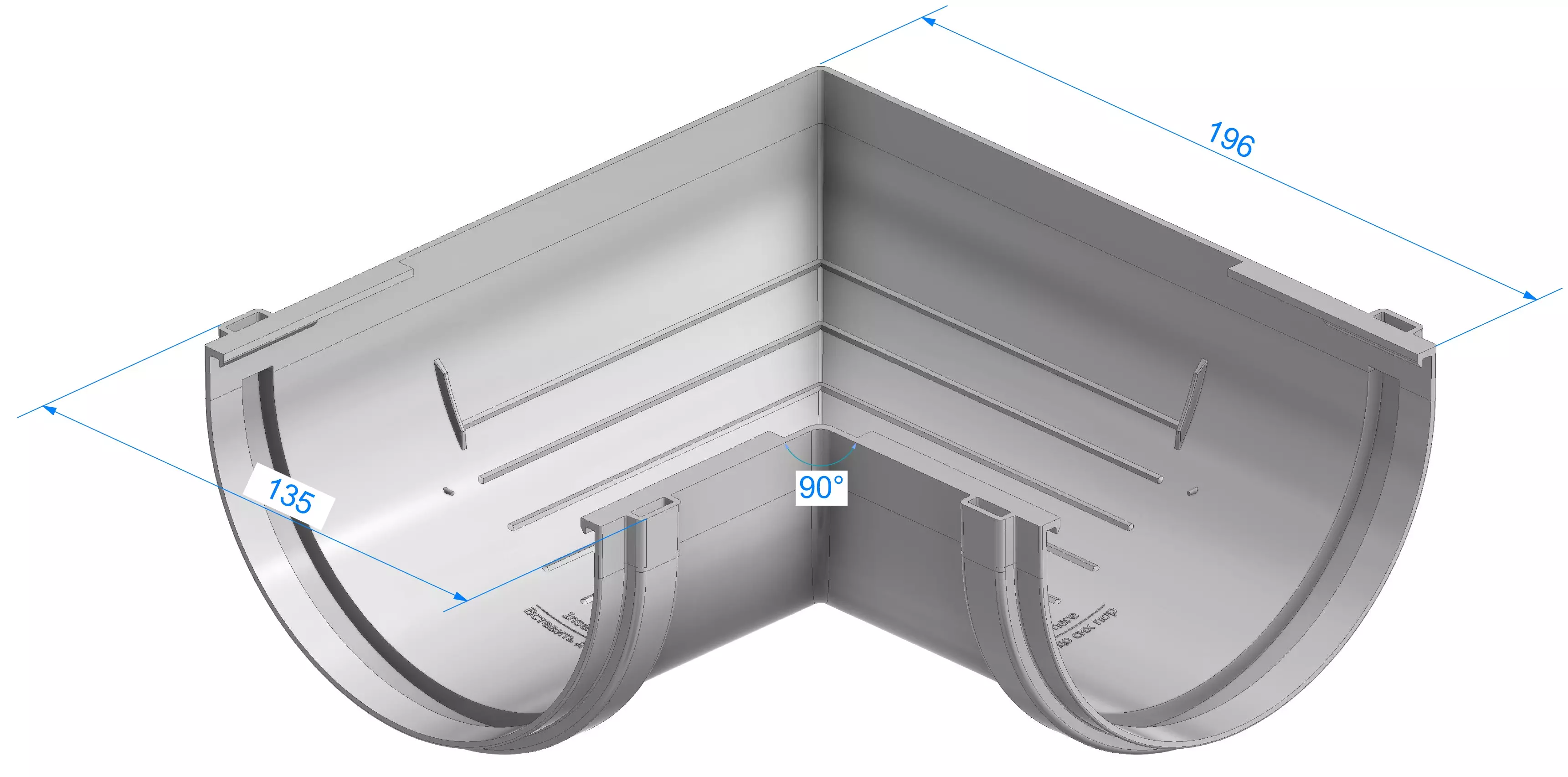 Угол водосточного желоба пластиковый Docke Standart d120 мм 90˚ темно-коричневый