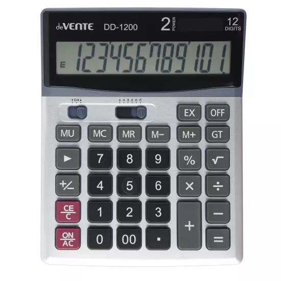 Калькулятор настольный DD-1200, 140x178x46, 12 разрядный, металлическая панель, deVENTE 4031337