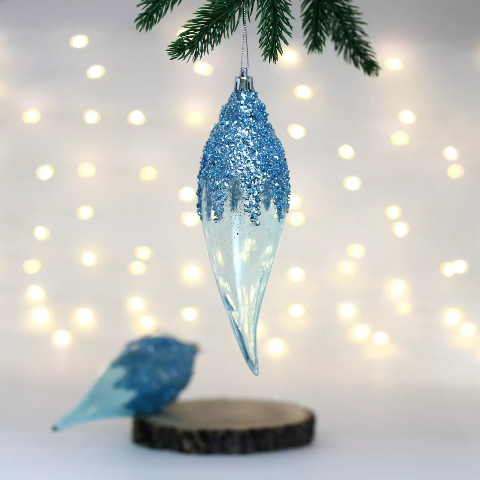 Елочные украшения Волшебная сказка 5х5х20 см (2 шт) голубой 107-6072