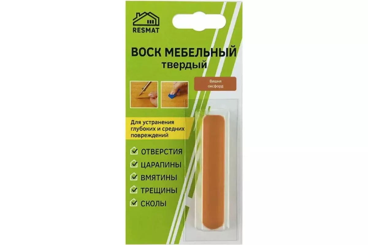 Воск для мебели твердый, Resmat вишня оксфорд (блистер) 2657
