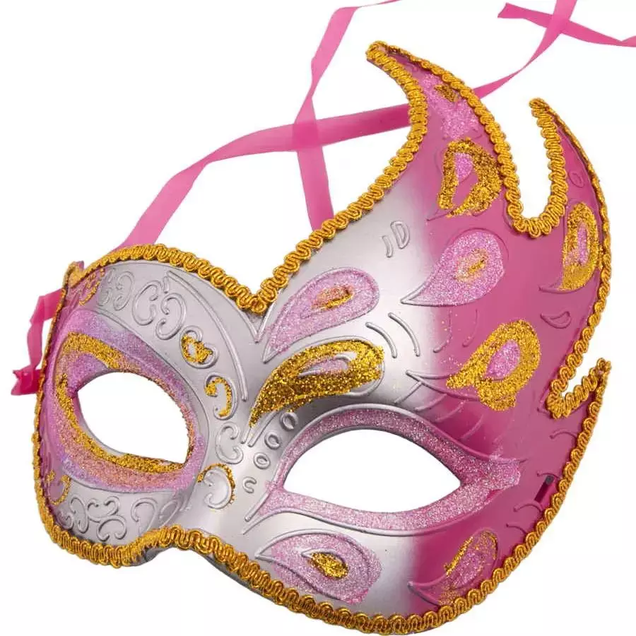 Карнавальная маска Жар-птица розовая глиттер 75232