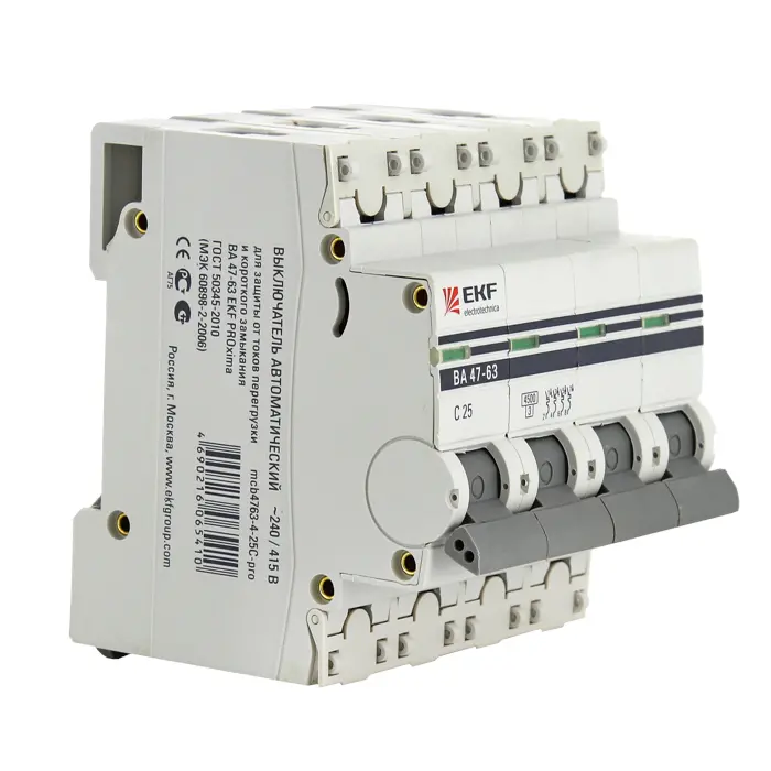 Автоматический выключатель EKF PROxima mcb4763-4-32C-pro 4P C 32А 4,5kA ВА 47-63