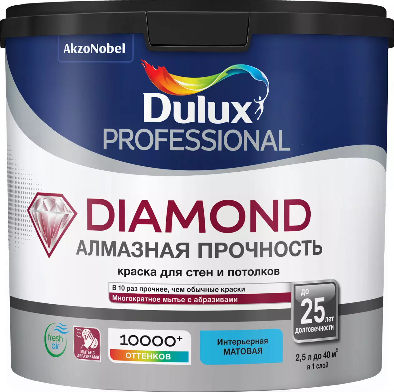 Краска для стен и потолков Dulux Professional Diamond матовая BC 2,25 л 5717517