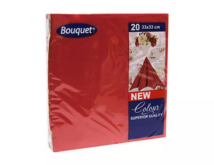 Салфетки Bouquet Color 33*33 см, двухслойные, 20 листов Красный