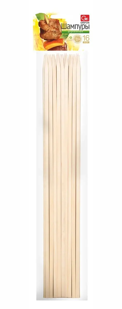 Шампур деревянные GRIFON ECO, 40 см, 16 шт. в упаковке 