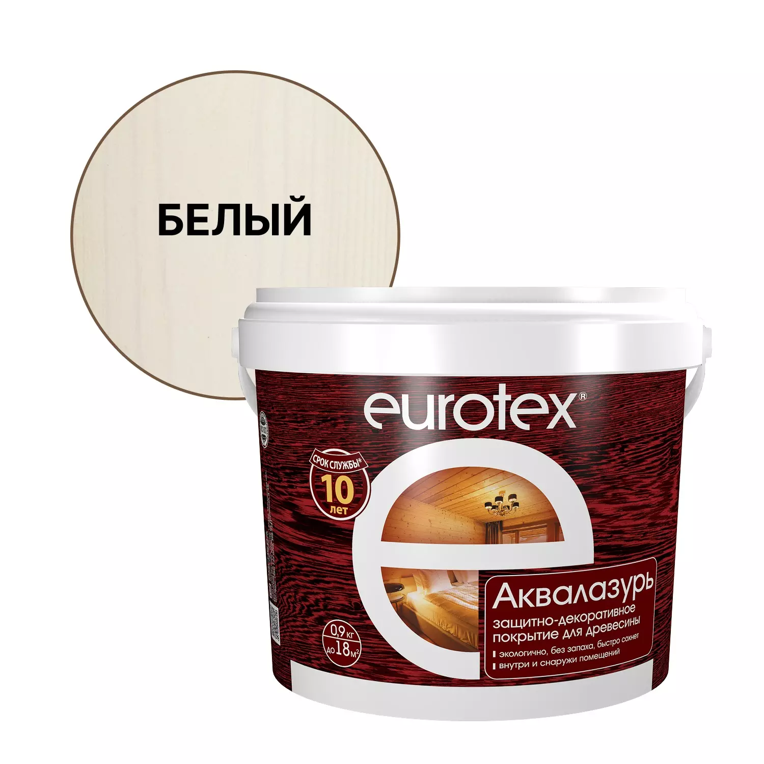 Антисептик декоративный акриловый Eurotex Аквалазурь белый 0,9 кг