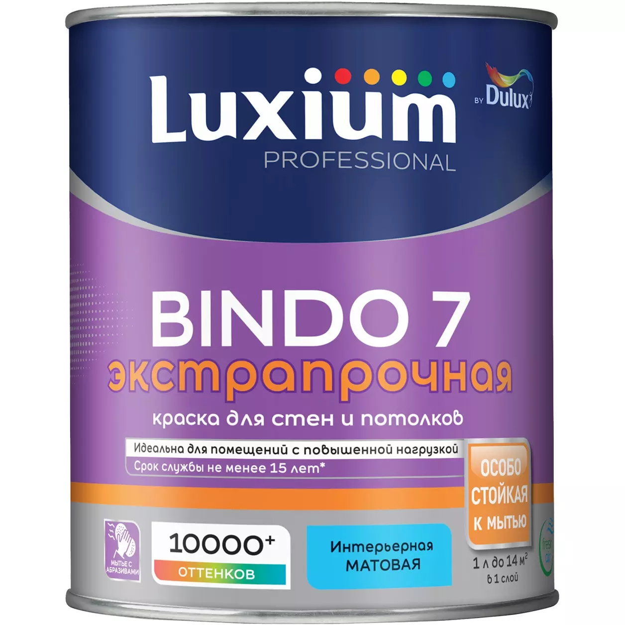 Краска моющаяся Luxium (Dulux) Professional Bindo 7 матовая бесцветный BС 0,9 л
