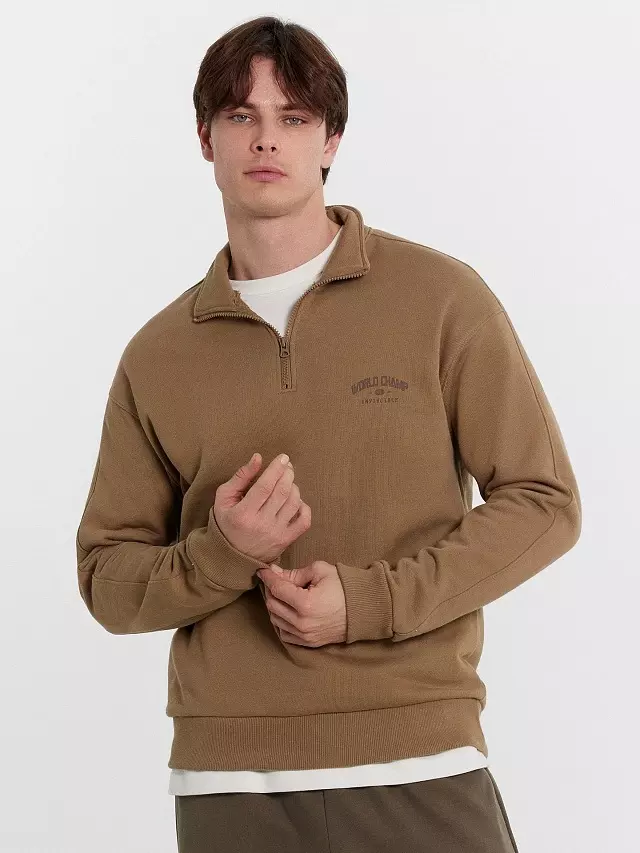 Толстовка мужская Mark Formelle 121916 сепия + печать, р-р 88-170/176 (44 / XS)