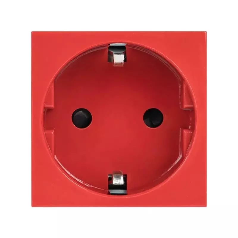 Розетка с заземлением 45х45 для кабель-канала ПВХ 100x50 мм красный