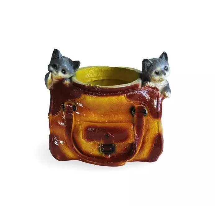 Кашпо садовое из гипса Два котенка в сумке 220х250 мм 113